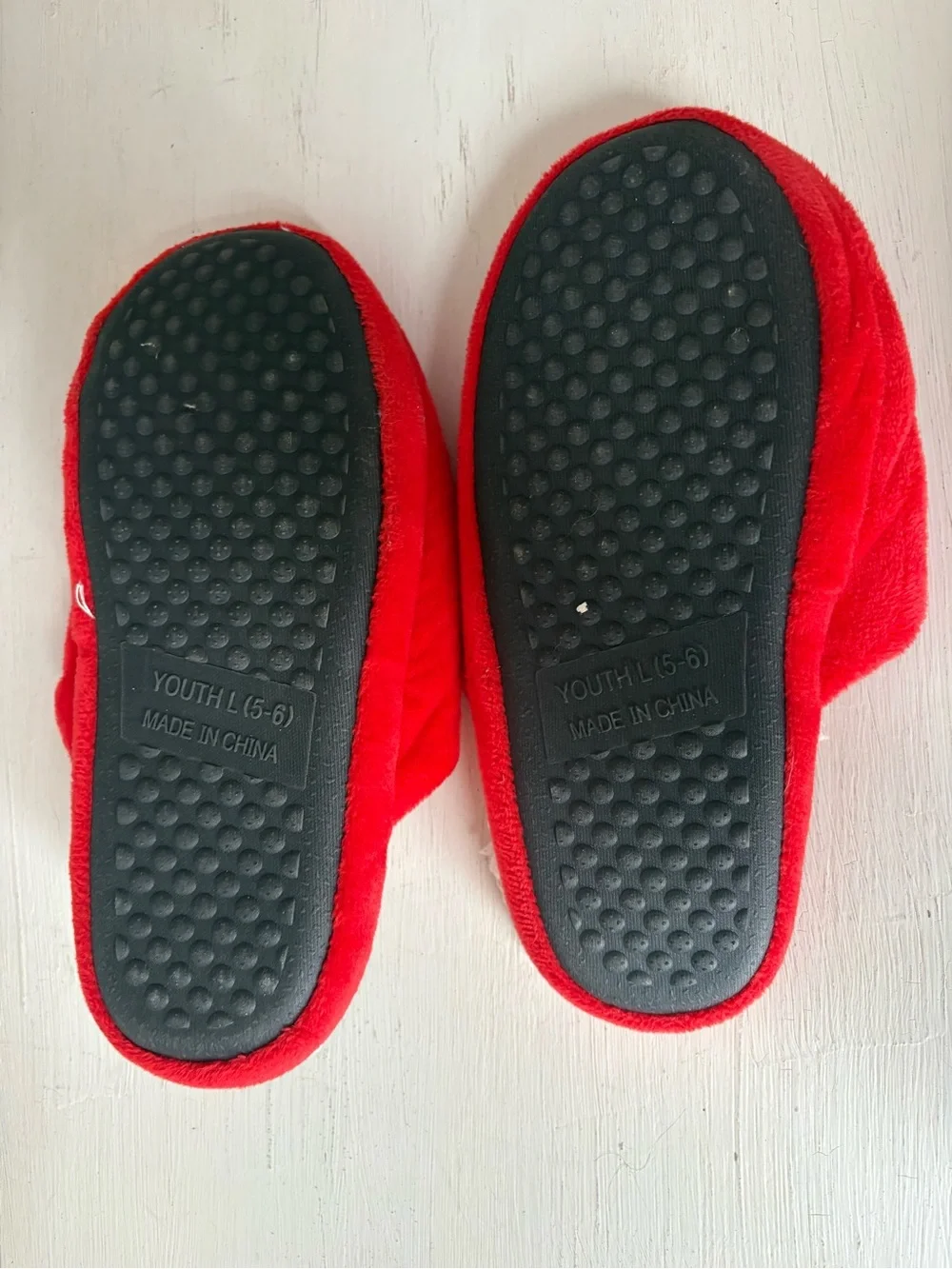 Kids Plush Team-Logo Slippers - Red